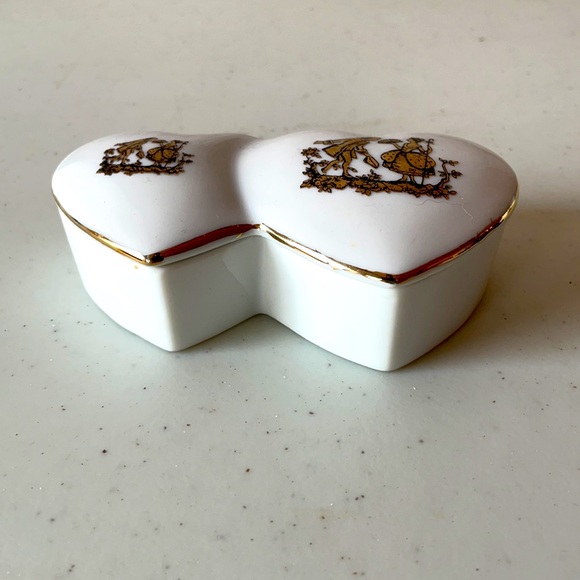 Vintage Trinket Box LADY ANGELA PORCELAIN Jewelry Ring Holder Gift - Picture 2 of 5